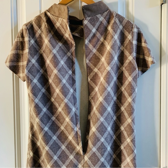 Neusteters Vintage Brown Tan Diamond Mock Neck Dress | Medium - Picture 3 of 14